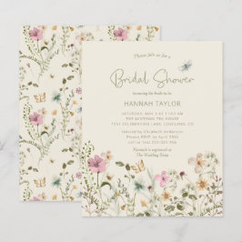 Lámina Invitación a ducha de novia floral con flores silv