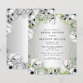 Lámina Invitación a ducha de novia floral con plata de pr