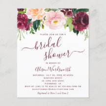 Invitación a ducha de novia floral con presupuesto