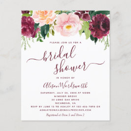 Lámina Invitación a ducha de novia floral con presupuesto