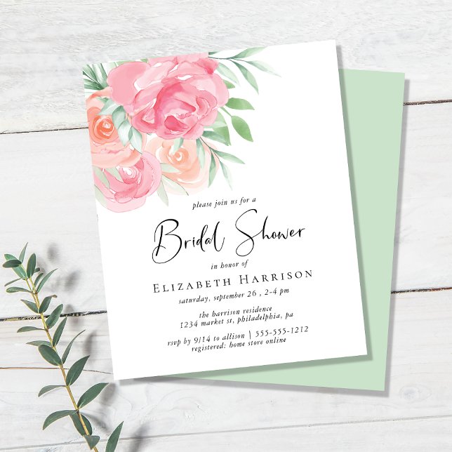 Lámina Invitación a ducha de novia floral con presupuesto (Subido por el creador)