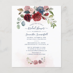 Lámina Invitación a ducha de novia floral con presupuesto