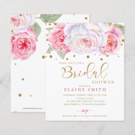 Lámina Invitación a ducha de novia floral de oro de Rubor