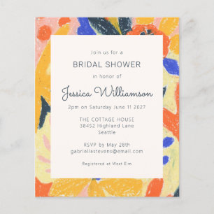 Lámina Invitación a ducha de novia floral de resumen artí