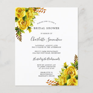 Lámina Invitación a ducha de novia floral de rosa amarill