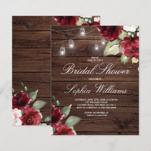 Lámina Invitación a ducha de novia floral de rosa roja