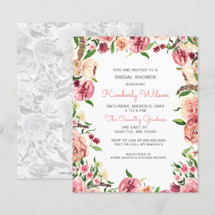 Lámina Invitación a ducha de novia floral de Rubor Coral