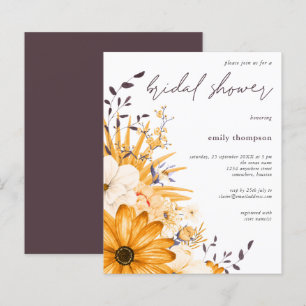 Lámina Invitación a ducha de novia floral floral amarillo