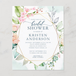 Lámina Invitación a ducha de novia floral geométrica de p