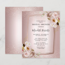 Lámina Invitación a ducha de novia floral Gold Rosa de pr