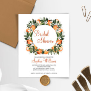 Lámina Invitación a ducha de novia floral Naranja de pres