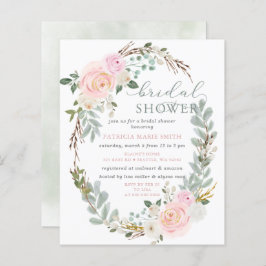 Lámina Invitación a ducha de novia floral rosa salchicha