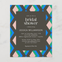 Invitación a ducha de novia geométrica marrón azul