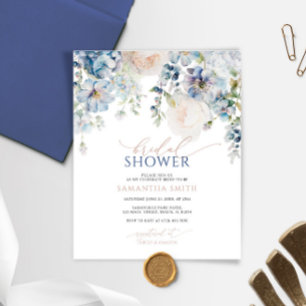 Lámina Invitación a ducha de novia Hydrangea Blue Budget