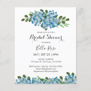 Lámina Invitación a ducha de novia Hydrangea Blue Budget