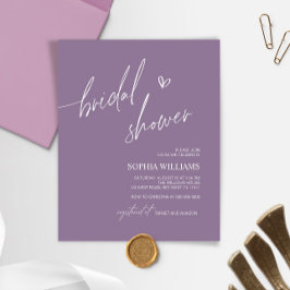 Lámina Invitación a ducha de novia Minimalista púrpura pr