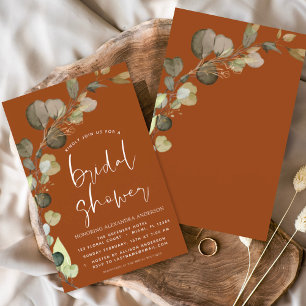 Lámina Invitación a ducha de novia Naranja quemado por pr