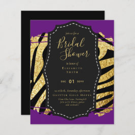 Lámina Invitación a ducha de novia púrpura de Glam Gold p