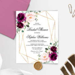 Lámina Invitación a ducha de novia púrpura y Rubor de pre