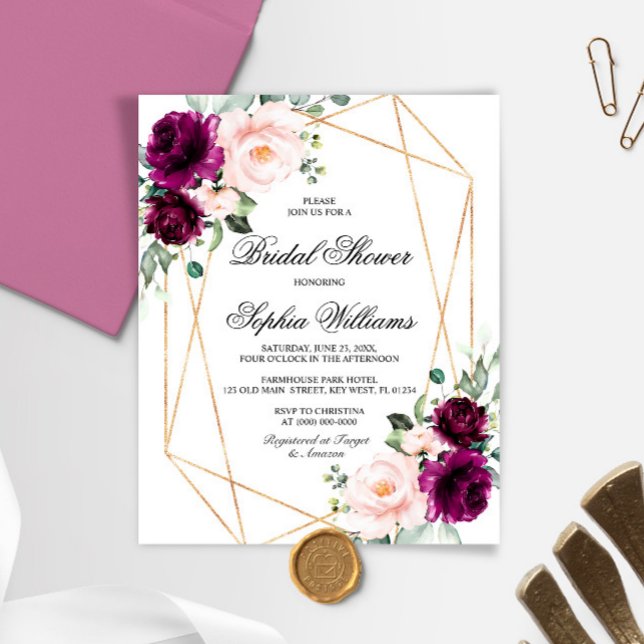 Lámina Invitación a ducha de novia púrpura y Rubor de pre (Subido por el creador)