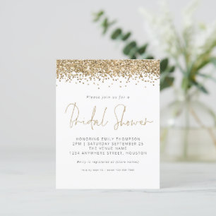 Lámina Invitación a ducha de novia Purpurina de oro presu
