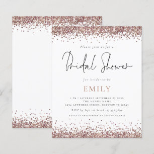 Lámina Invitación a ducha de novia Rosa de oro Purpurina 