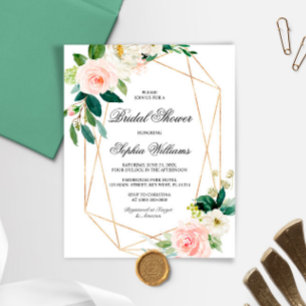Lámina Invitación a ducha de novia rosa y verde de presup