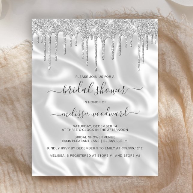 Lámina Invitación a ducha de novia Satin, Purpurina de pl (Subido por el creador)