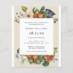 Lámina Invitación a ducha de novia Summer Boho, Naranja d