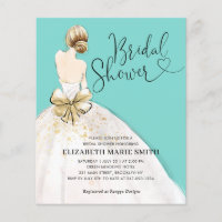 Invitación a ducha de novia Verde azulada de Budge