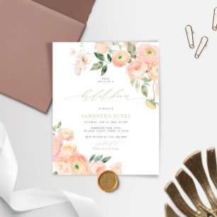 Lámina Invitación a ducha de novia verde Sage y Rubor de 