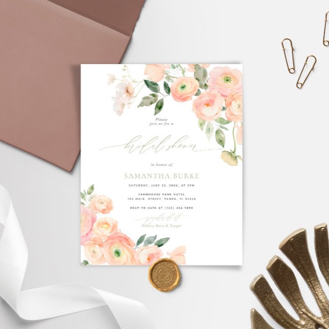 Lámina Invitación a ducha de novia verde Sage y Rubor de  (Subido por el creador)