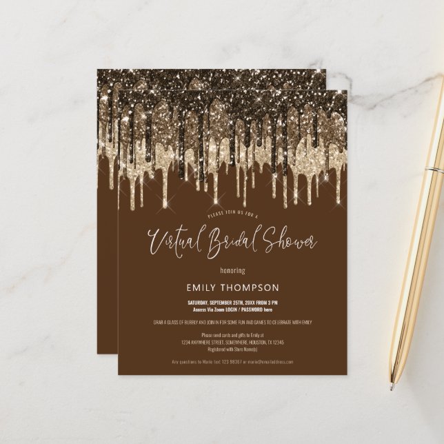 Lámina Invitación a ducha de novia virtual del Purpurina  (Anverso/Reverso In Situ)