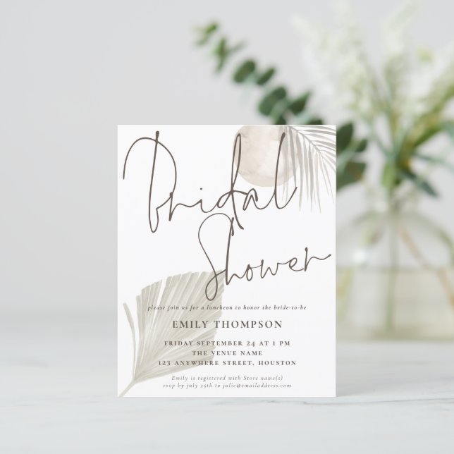 Lámina Invitación a ducha de novias beige de Boho Boho Gr (Anverso de pie)