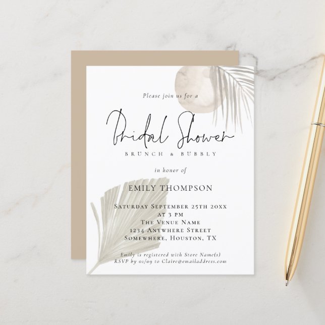 Lámina Invitación a ducha de novias bucosa de brunch con  (Anverso/Reverso In Situ)