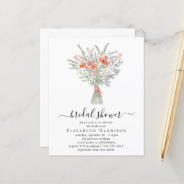 Lámina Invitación a ducha de novias con buquet floral de 