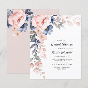 Lámina Invitación a ducha de novias con floración rosa co