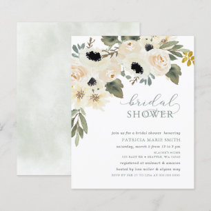Lámina Invitación a ducha de novias con flores de marfil