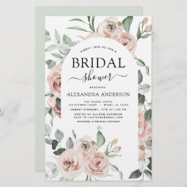 Lámina Invitación a ducha de novias con flores rosadas ag