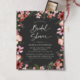 Lámina Invitación a ducha de novias de flores rosas grise