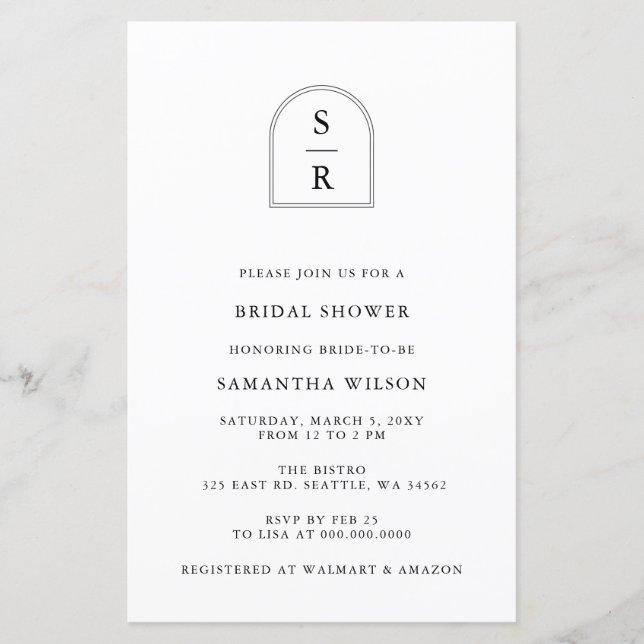 Lámina Invitación a ducha de novias en el Arco de Monogra (Anverso)