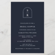 Invitación a ducha de novias monograma de la marin