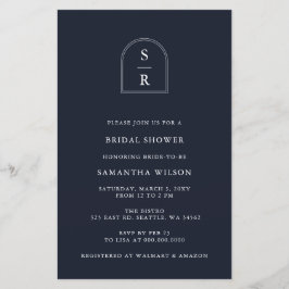 Lámina Invitación a ducha de novias monograma de la marin