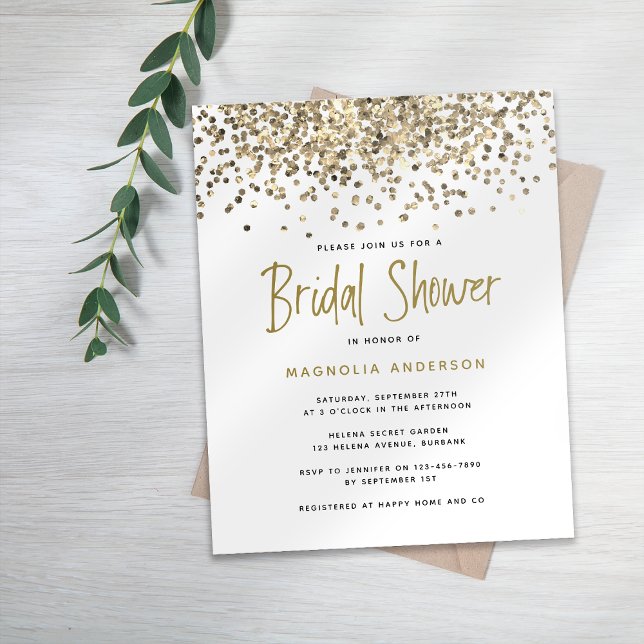 Lámina Invitación a ducha de novias Purpurina de oro de B (Subido por el creador)
