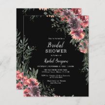 Invitación a ducha de novias rosa rosado con flore