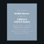 Lámina Invitación a ducha nupcial Minimalista azul y agit<br><div class="desc">Invitación a ducha de novia Minimalista en azul turbulento</div>