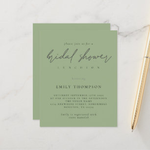 Lámina Invitación a ducha verde de novia con guión de pre