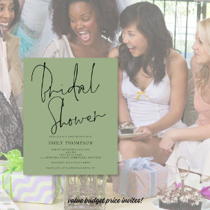 Lámina Invitación a ducha verde de novia con guión de pre