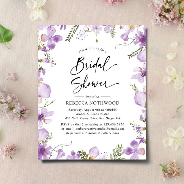 Lámina Invitación a ducha violeta violeta elegante de pre (Subido por el creador)