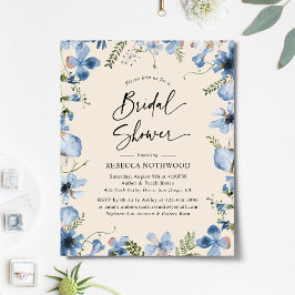 Lámina Invitación a ducharse nupcial de Blue Boho Neutral